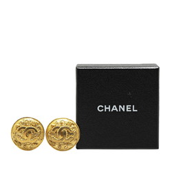 Chanel Coco Mark Round Earrings Gold Plated Women's CHANEL