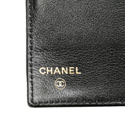 CHANEL Coco Mark Long Wallet Black Caviar Skin Women's