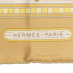 Hermes Carré 90 JEUX DE PAILLE Straw Play Scarf Muffler Beige Pink Silk Women's HERMES