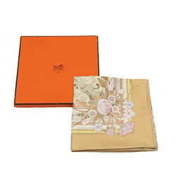 Hermes Carré 90 JEUX DE PAILLE Straw Play Scarf Muffler Beige Pink Silk Women's HERMES