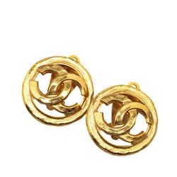 Chanel Coco Mark Earrings Gold Plated Women's CHANEL