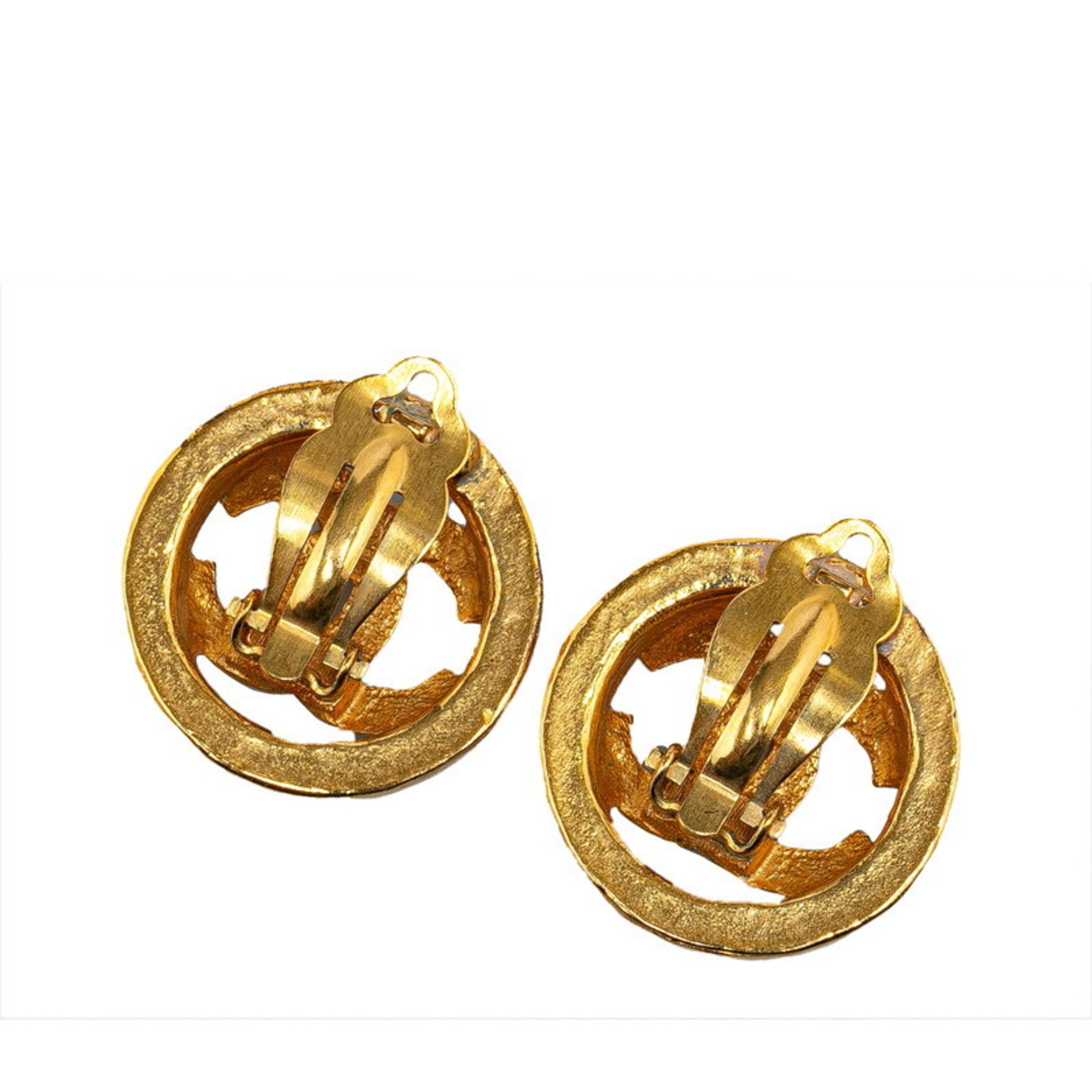 Chanel Coco Mark Earrings Gold Plated Women's CHANEL