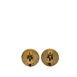 Chanel Coco Mark Round Earrings Gold Plated Plastic Women's CHANEL