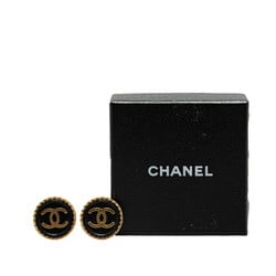 Chanel Coco Mark Round Earrings Gold Plated Plastic Women's CHANEL