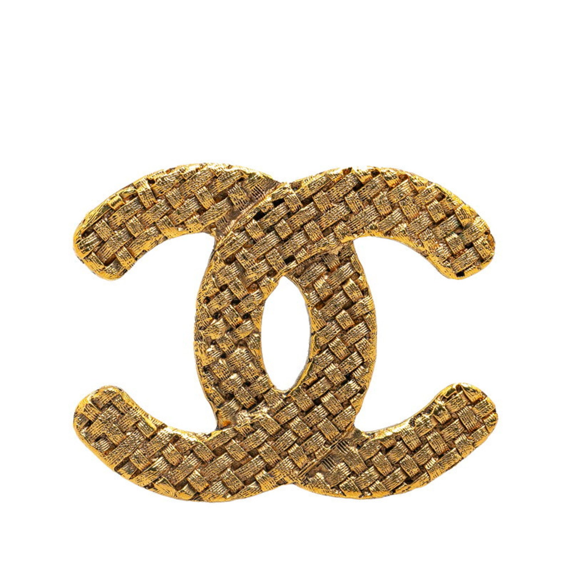 Chanel Coco Mark Brooch Gold Plated Women's CHANEL