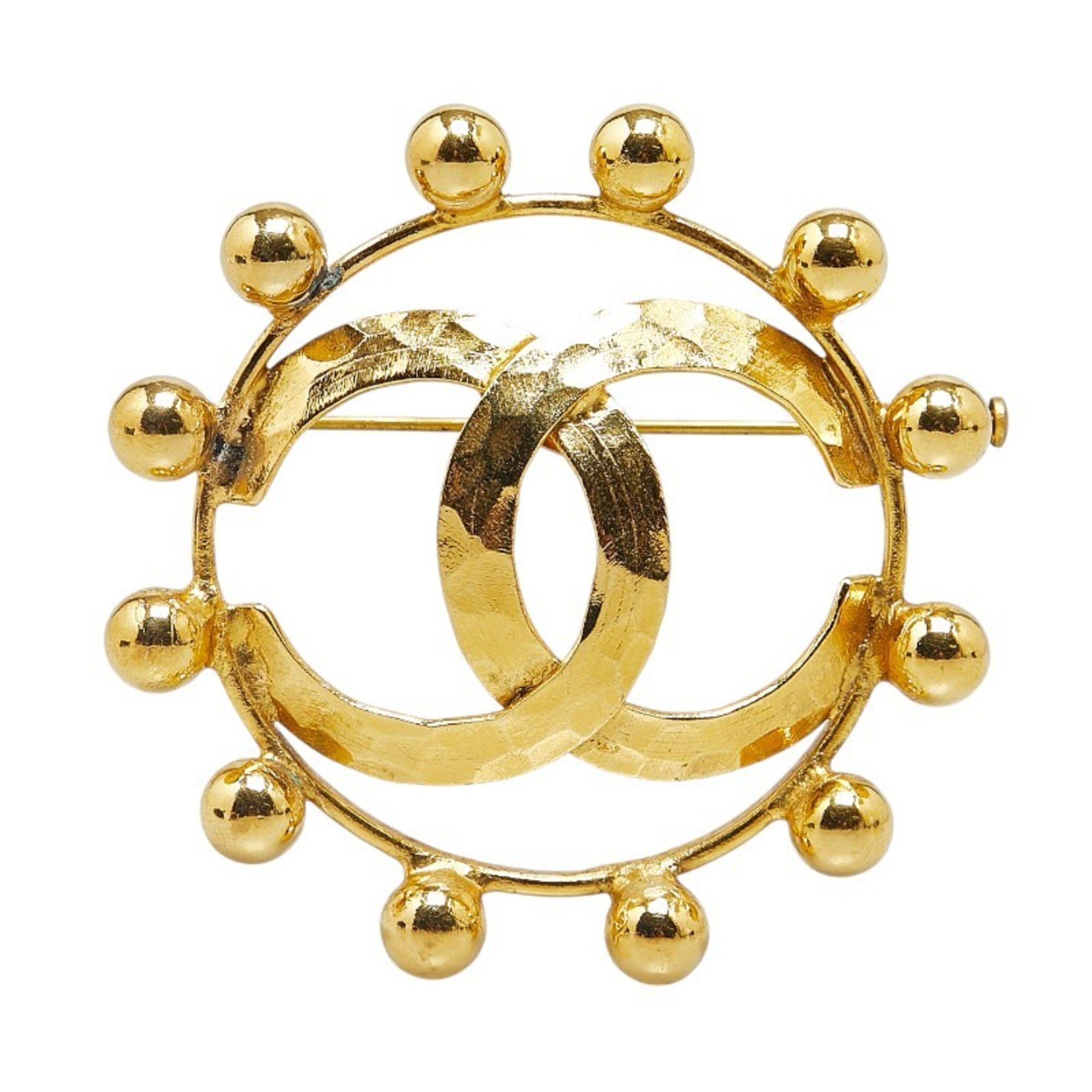 Chanel Coco Mark Brooch Gold Plated Women's CHANEL