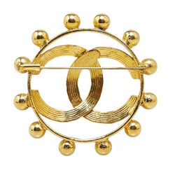 Chanel Coco Mark Brooch Gold Plated Women's CHANEL