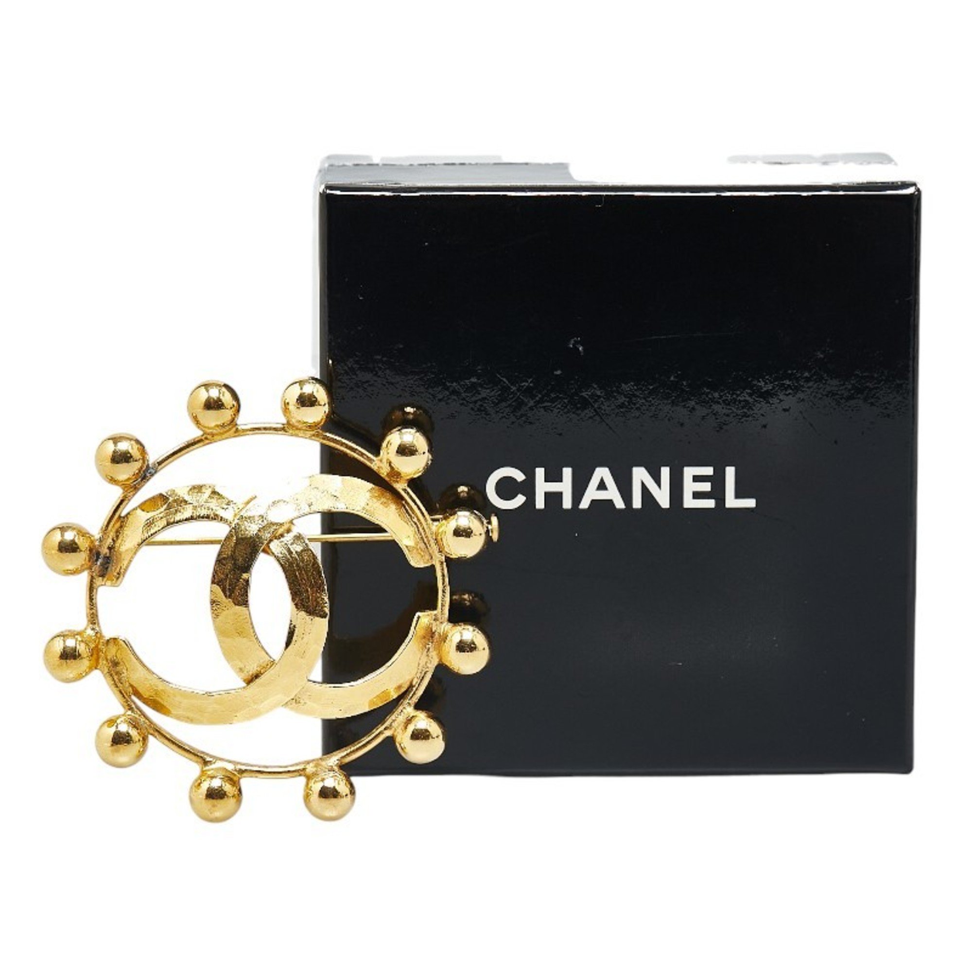 Chanel Coco Mark Brooch Gold Plated Women's CHANEL