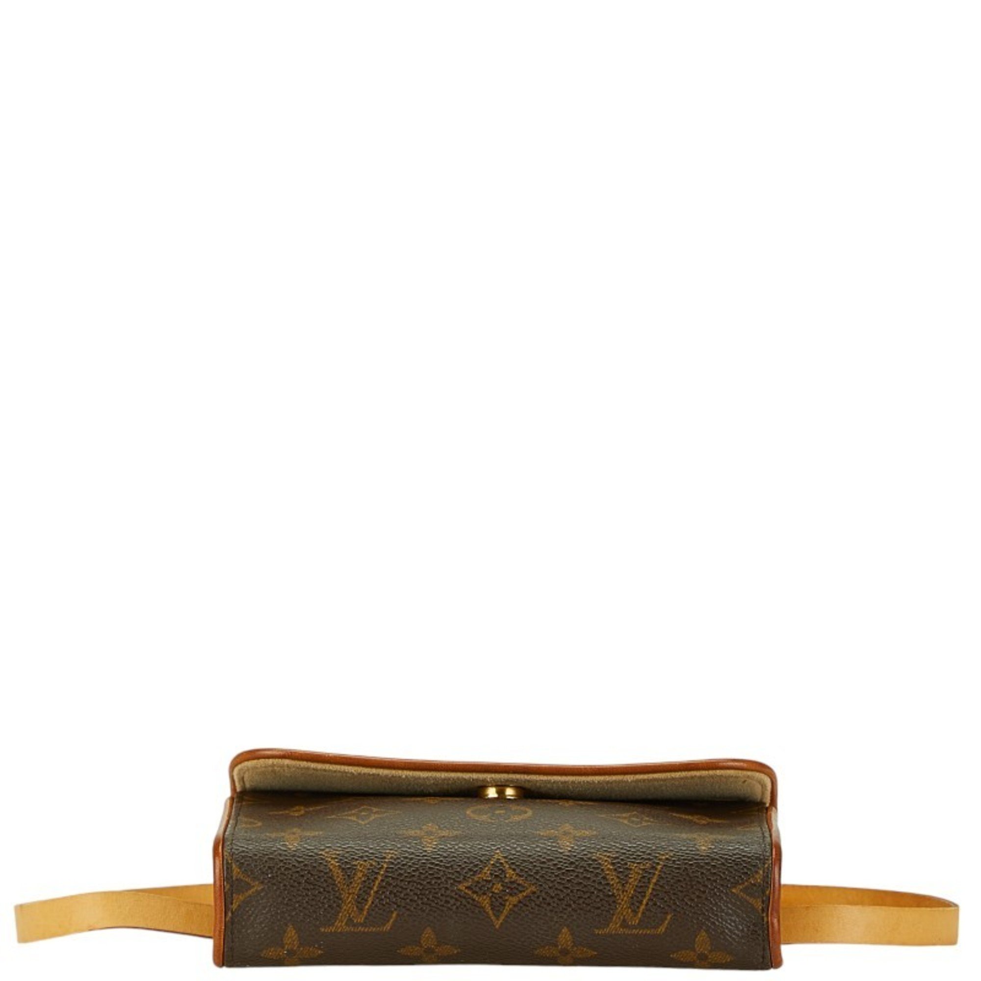 Louis Vuitton Monogram Pochette Florentine Body Bag Waist Shoulder M51855 Brown PVC Leather Women's LOUIS VUITTON