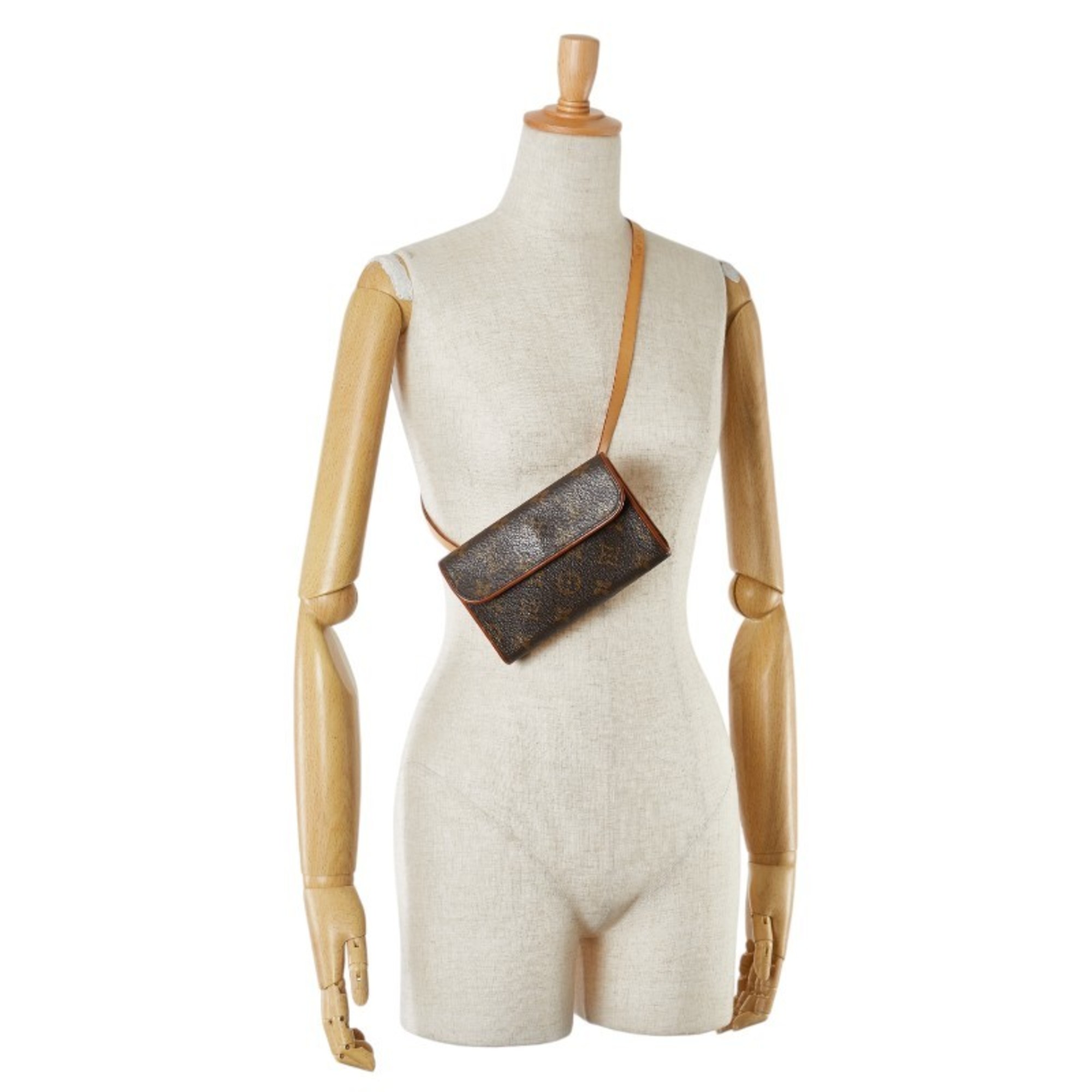 Louis Vuitton Monogram Pochette Florentine Body Bag Waist Shoulder M51855 Brown PVC Leather Women's LOUIS VUITTON