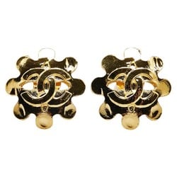 Chanel Coco Mark Flower Motif Earrings Gold Plated Women's CHANEL