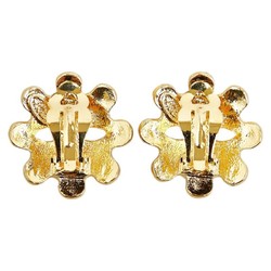 Chanel Coco Mark Flower Motif Earrings Gold Plated Women's CHANEL