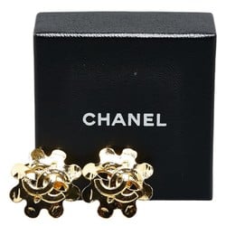 Chanel Coco Mark Flower Motif Earrings Gold Plated Women's CHANEL