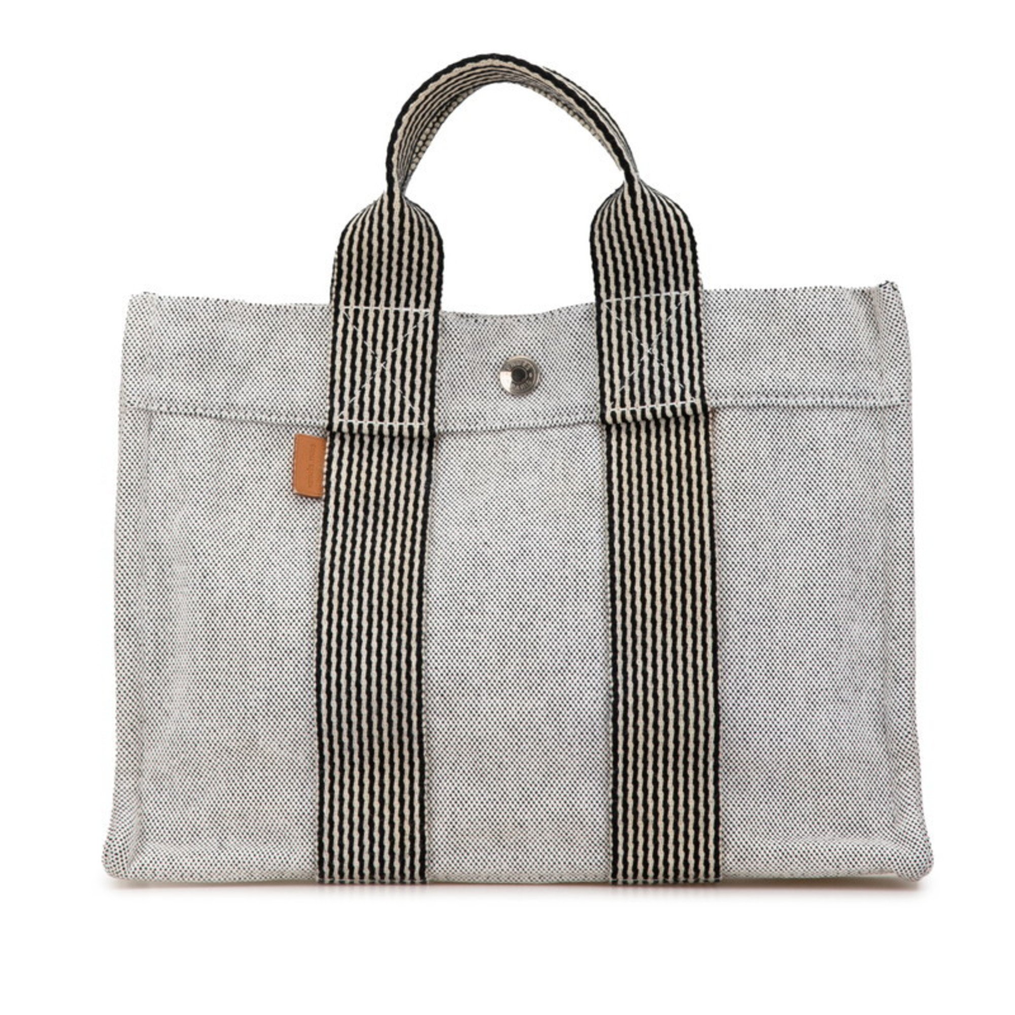 Hermes New Fool Tote PM Handbag Bag Grey Canvas Women's HERMES