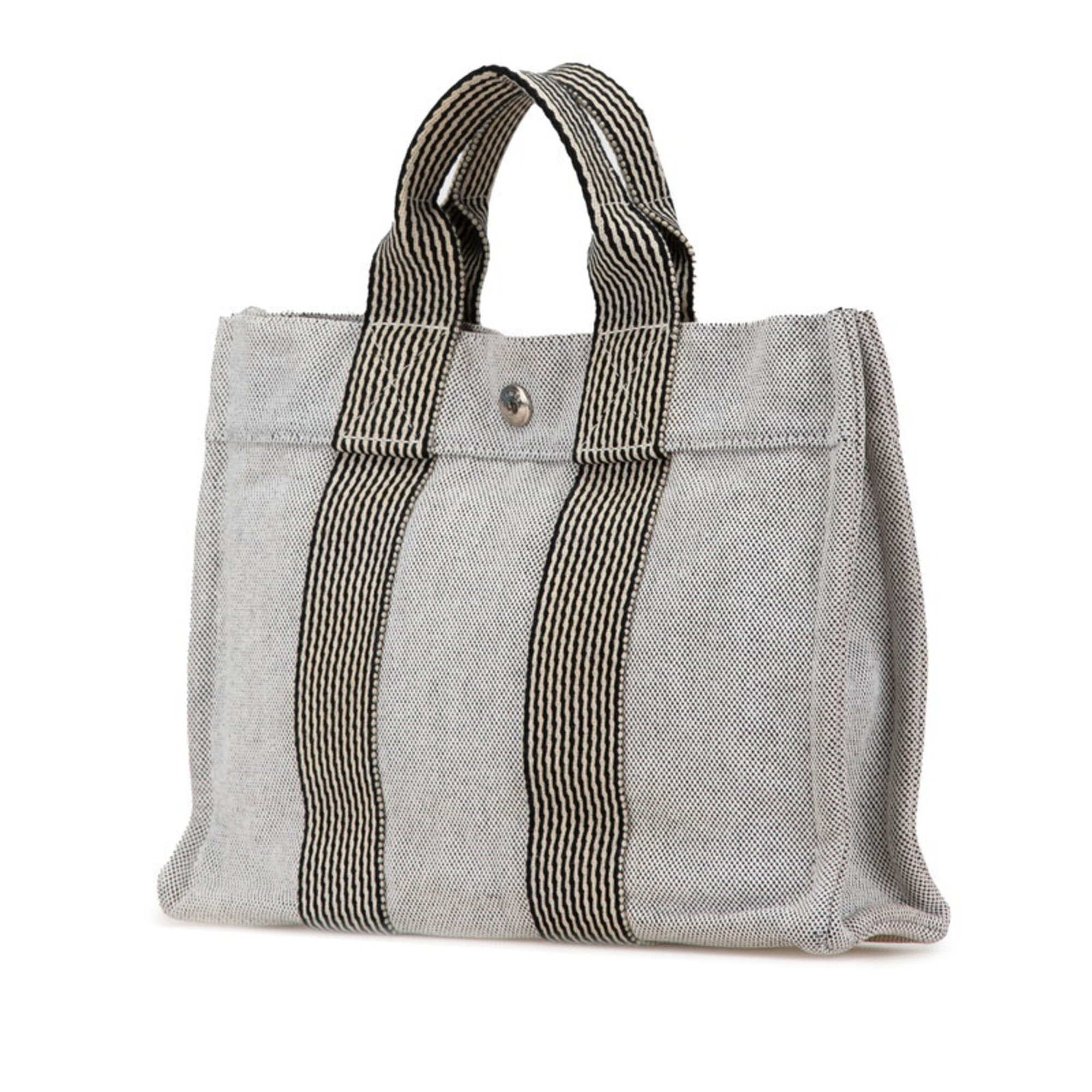 Hermes New Fool Tote PM Handbag Bag Grey Canvas Women's HERMES