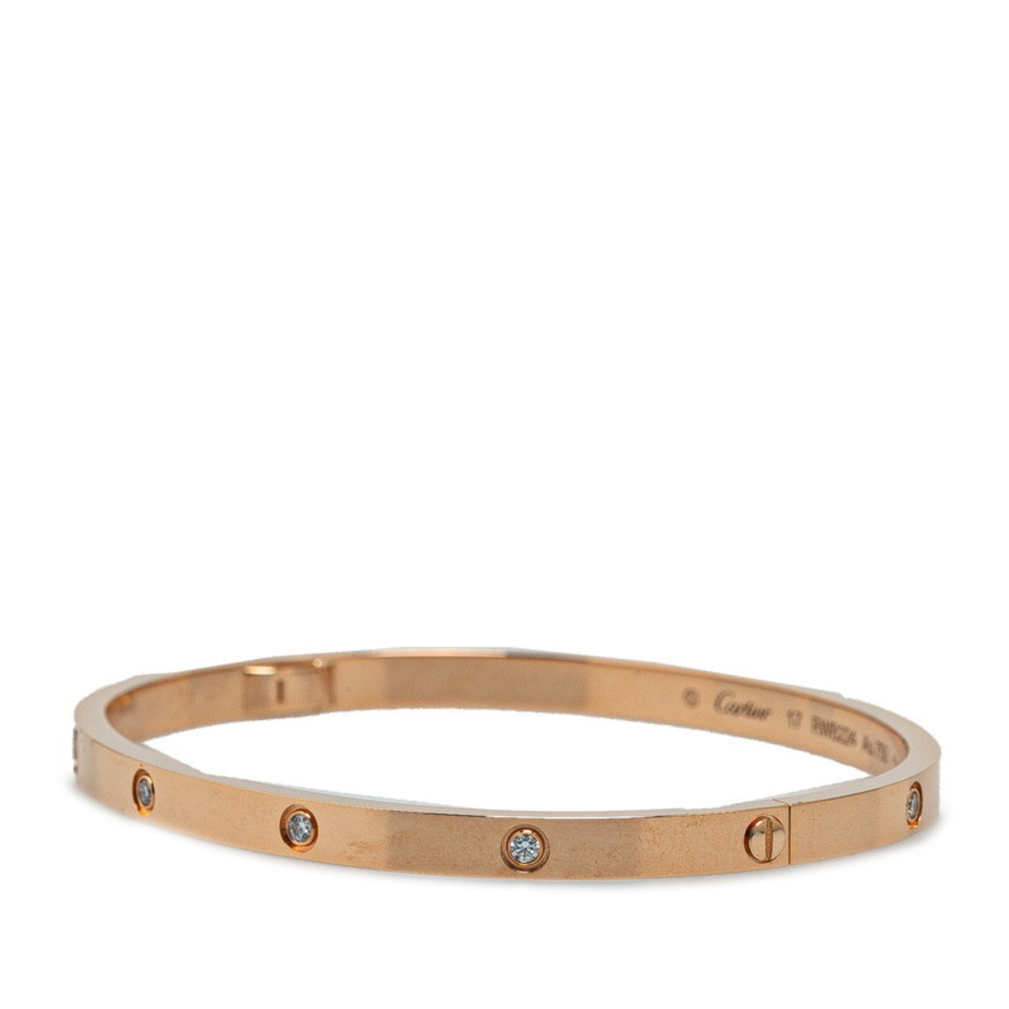 Cartier Love Bracelet 10P Full Diamond LOVE Bangle K18PG Pink Gold Women's CARTIER