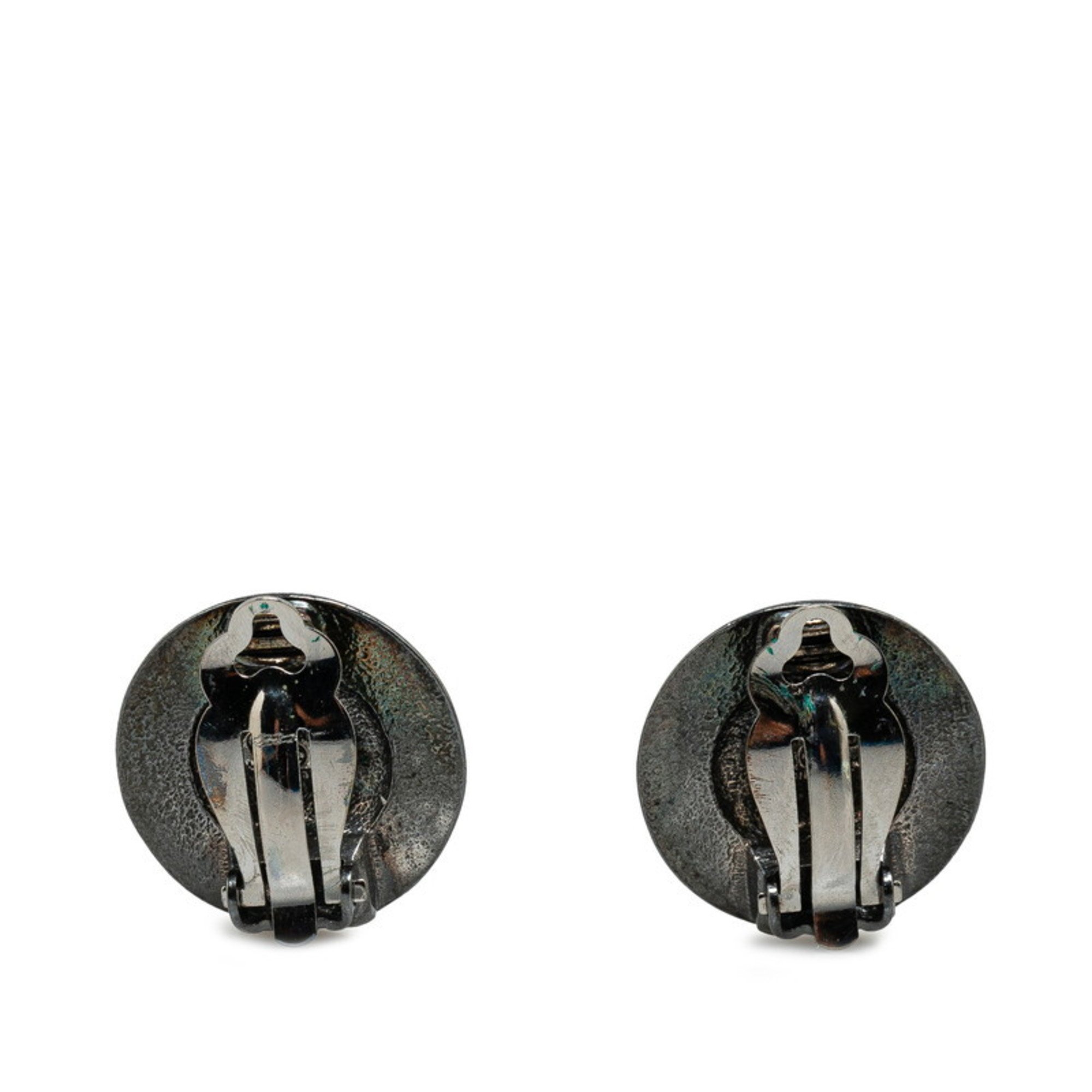 Chanel Coco Mark Earrings Silver Metal Women's CHANEL