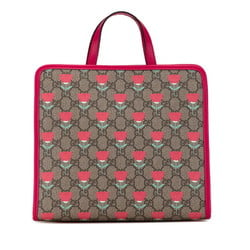 Gucci GG Supreme Kim Seung Youn Flower Print Tote Bag 605614 Beige Pink PVC Leather Women's GUCCI