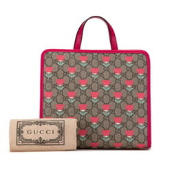 Gucci GG Supreme Kim Seung Youn Flower Print Tote Bag 605614 Beige Pink PVC Leather Women's GUCCI