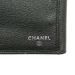 Chanel Camellia Coco Mark Long Wallet Black Leather Women's CHANEL