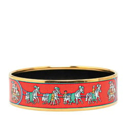 Hermes GM enamel statue horse bangle gold red multicolor plated women's HERMES