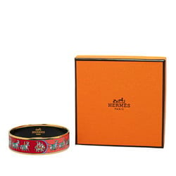 Hermes GM enamel statue horse bangle gold red multicolor plated women's HERMES