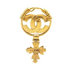 Chanel Coco Mark Cross Brooch Gold Plated Women's CHANEL