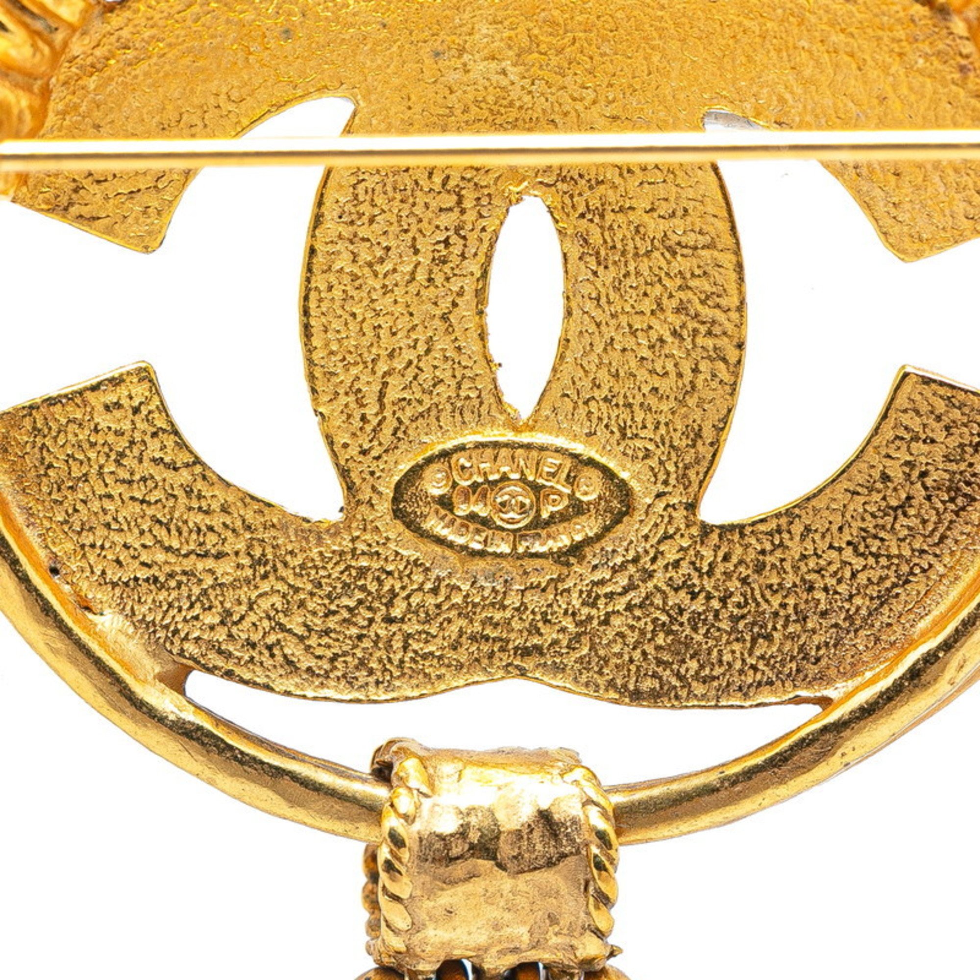 Chanel Coco Mark Cross Brooch Gold Plated Women's CHANEL