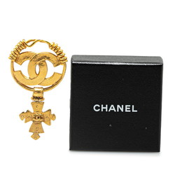 Chanel Coco Mark Cross Brooch Gold Plated Women's CHANEL