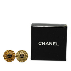 Chanel Coco Mark Chain Motif Earrings Gold Plated Women's CHANEL