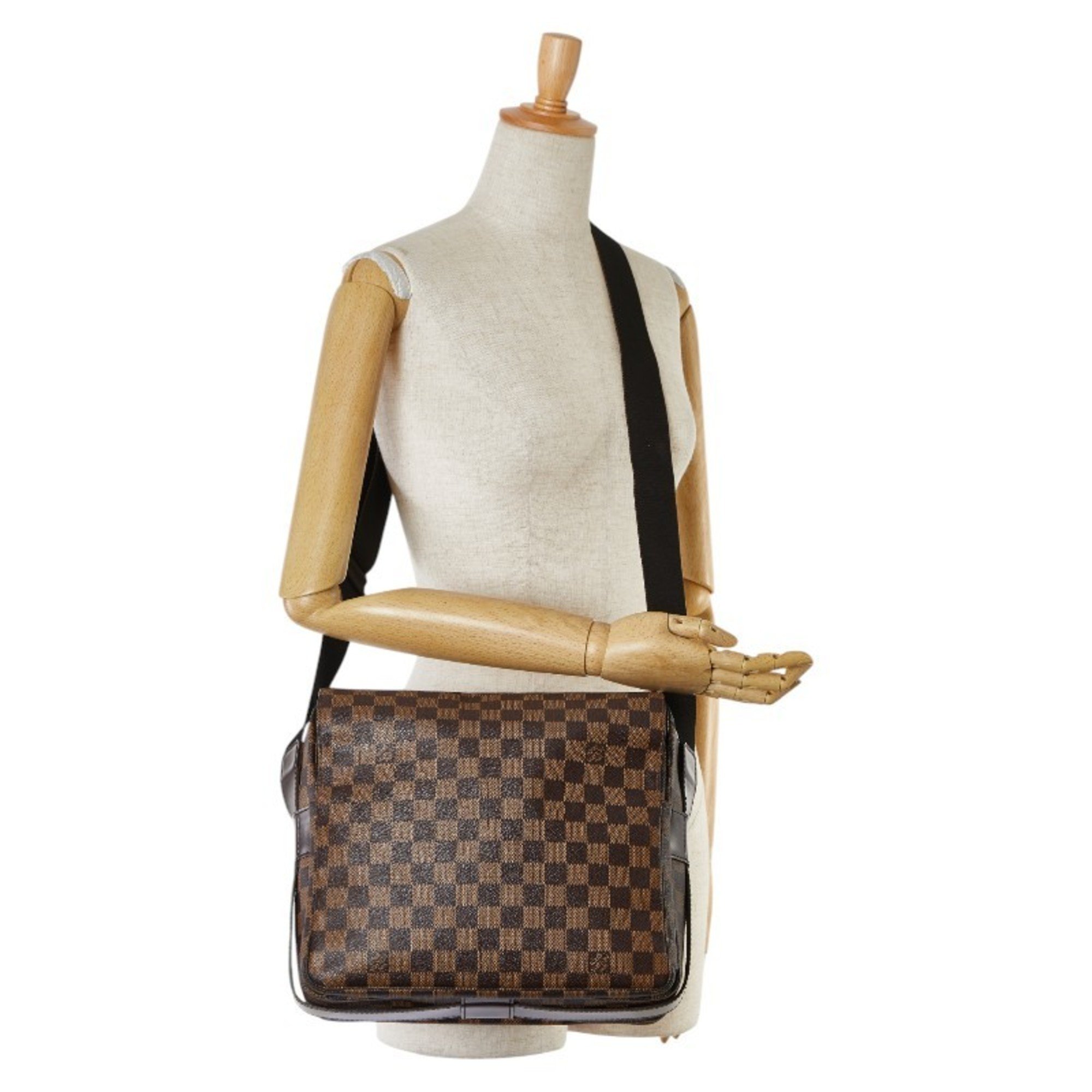 Louis Vuitton Damier Naviglio Shoulder Bag N45255 Brown PVC Leather Women's LOUIS VUITTON