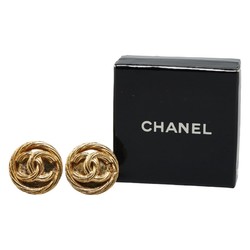 Chanel Coco Mark Round Earrings, Plated, Women's, CHANEL