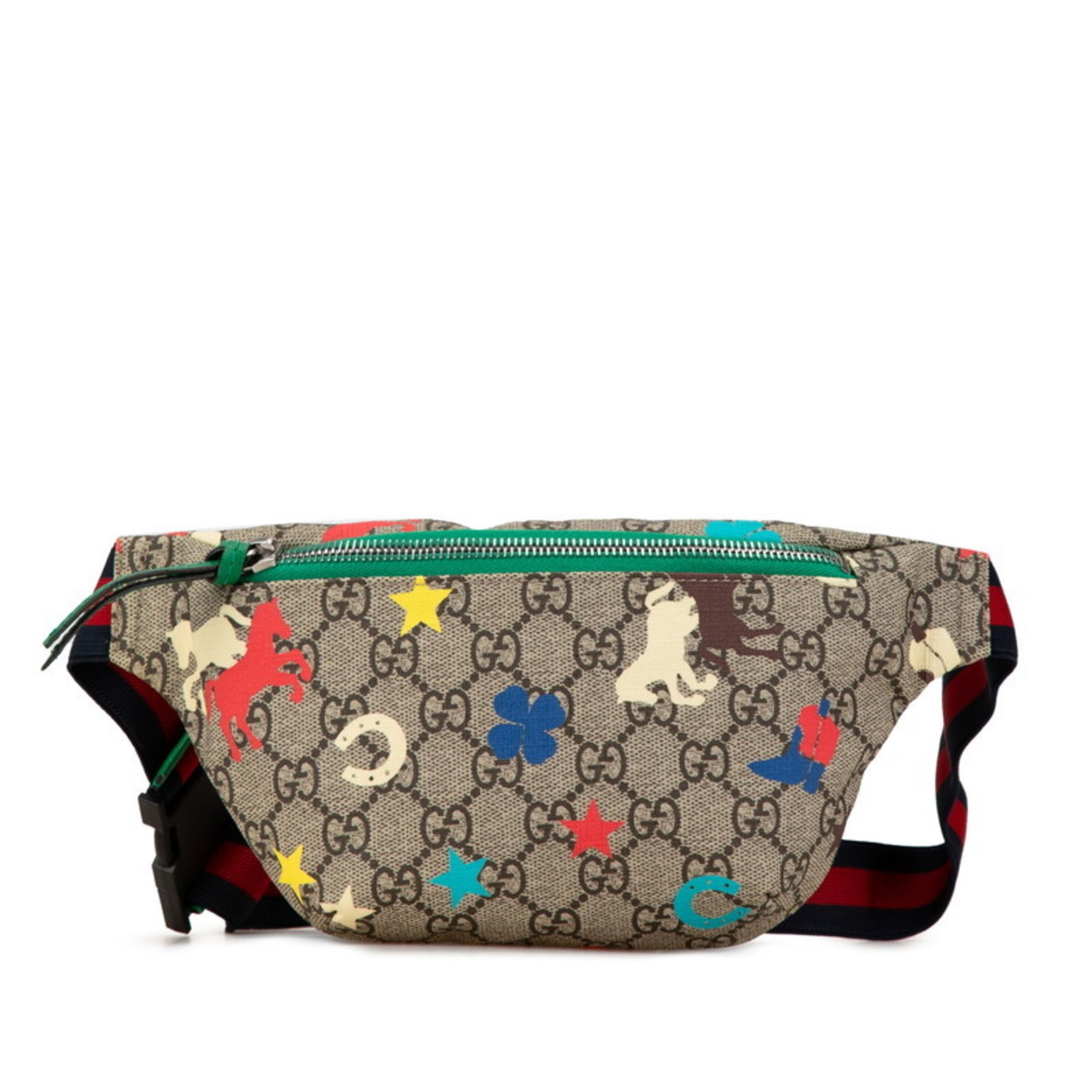 Gucci GG Ranch Sherry Line Waist Bag 502095 Beige Ebony PVC Women's GUCCI