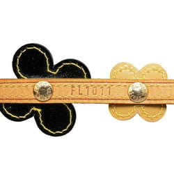 Louis Vuitton Flower Lexington Bracelet Choker M92252 Black Yellow Bronze Leather Patent Women's LOUIS VUITTON