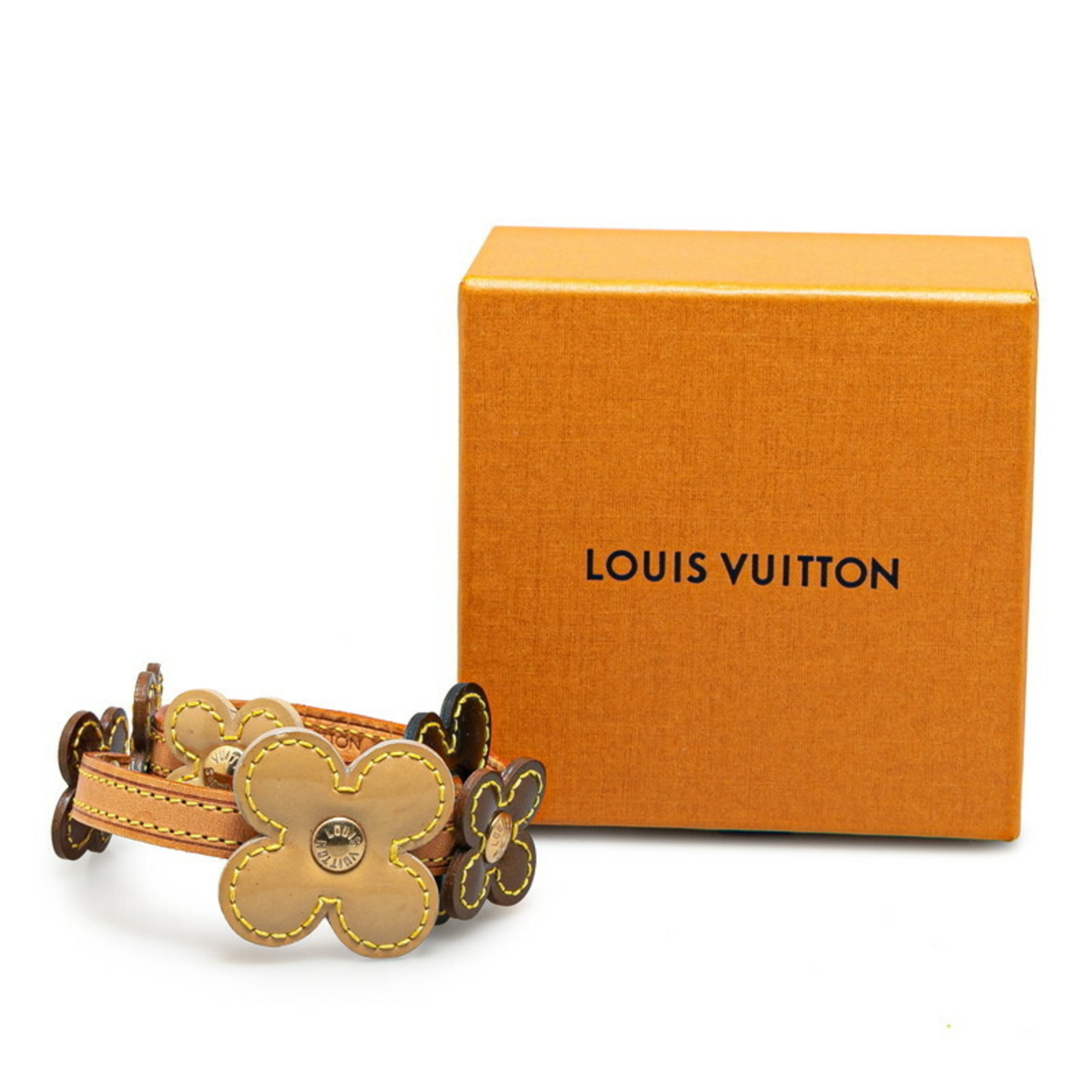 Louis Vuitton Flower Lexington Bracelet Choker M92252 Black Yellow Bronze Leather Patent Women's LOUIS VUITTON