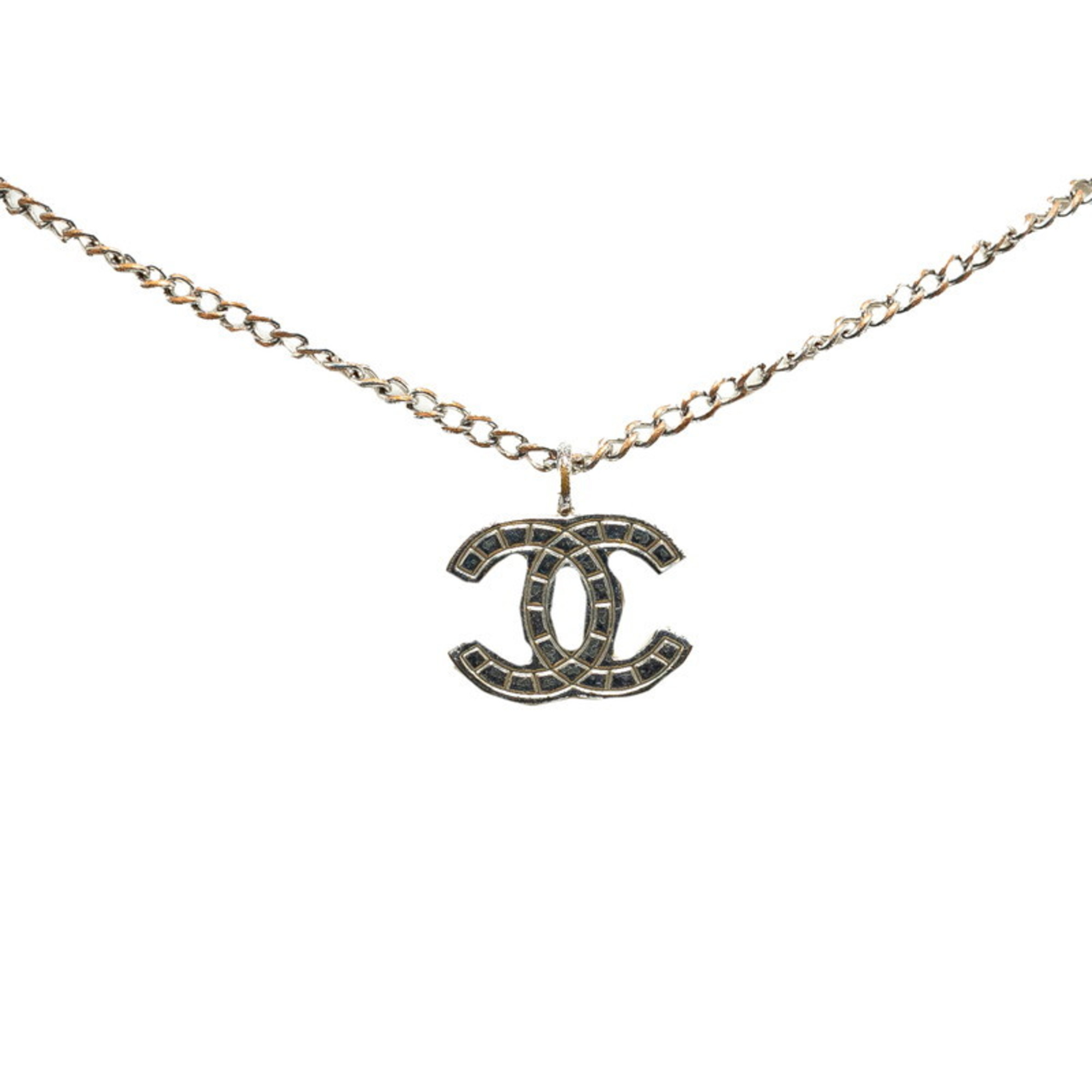 Chanel Coco Mark Necklace Silver Metal Women's CHANEL