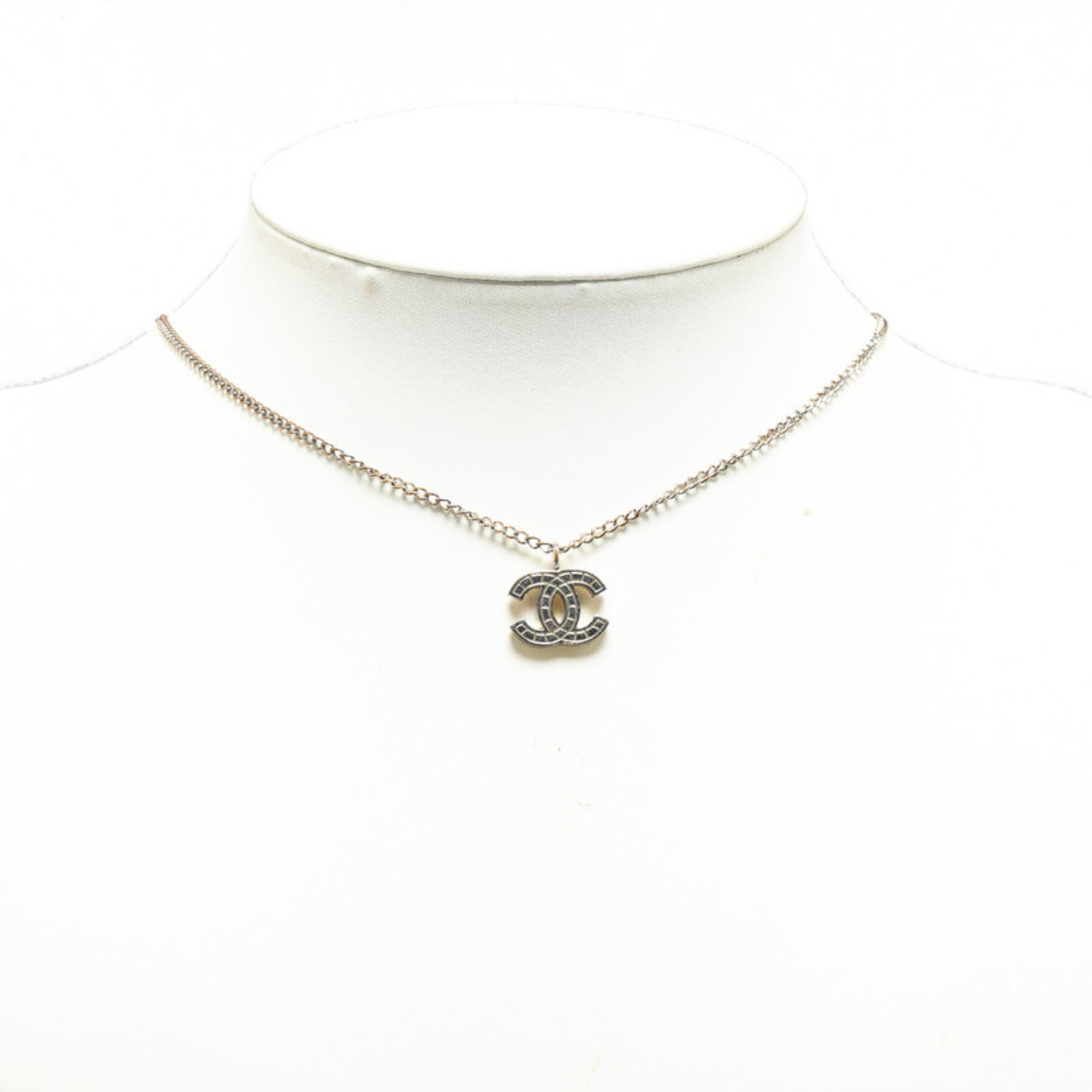 Chanel Coco Mark Necklace Silver Metal Women's CHANEL