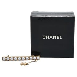 Chanel Coco Mark Swing Barrette Hair Clip Gold Plated Faux Pearl Women's CHANEL