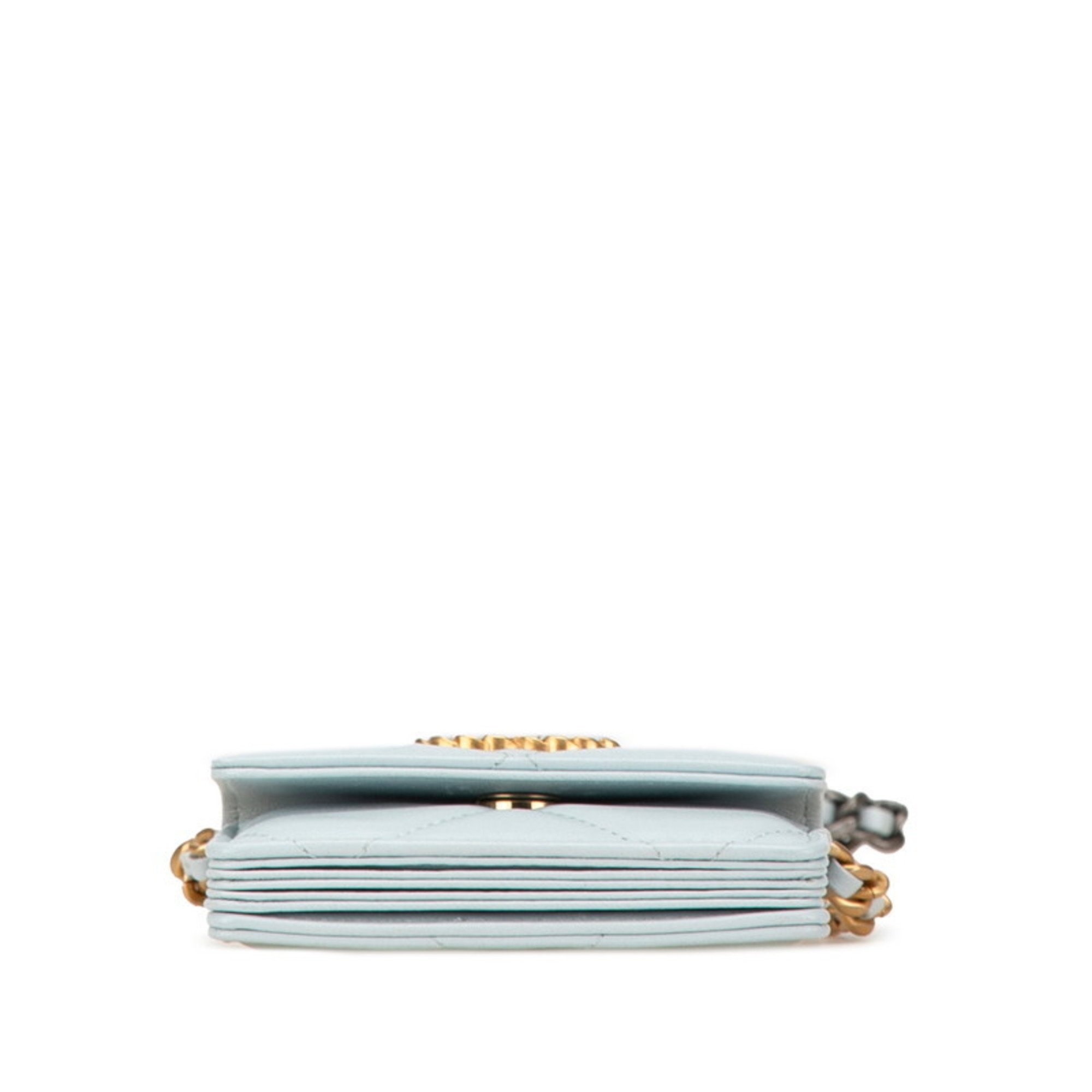 Chanel Matelasse 19 Coco Mark Chain Shoulder Wallet AP1787 Light Blue Lambskin Women's CHANEL