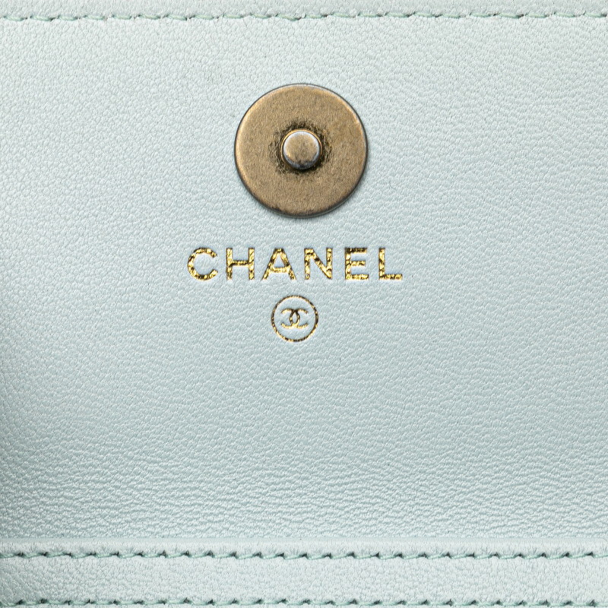 Chanel Matelasse 19 Coco Mark Chain Shoulder Wallet AP1787 Light Blue Lambskin Women's CHANEL