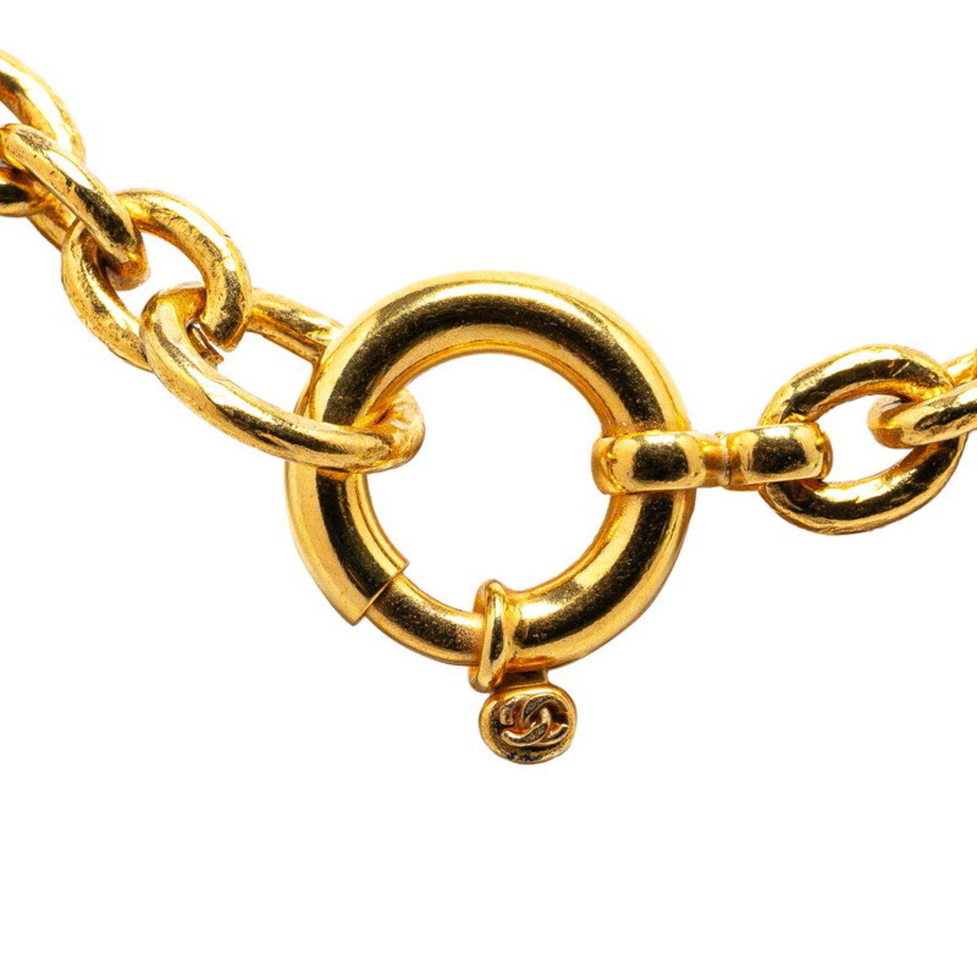 Chanel Coco Mark Round Circle Necklace Gold Plated Women's CHANEL