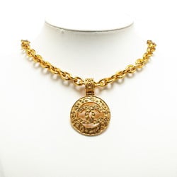 Chanel Coco Mark Round Circle Necklace Gold Plated Women's CHANEL