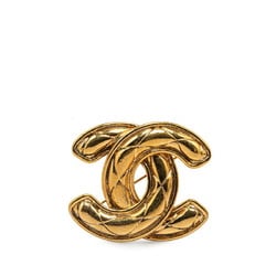 Chanel Matelasse Coco Mark Brooch Gold Plated Women's CHANEL