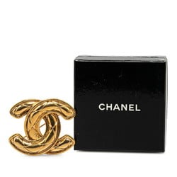 Chanel Matelasse Coco Mark Brooch Gold Plated Women's CHANEL