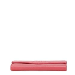 CHANEL Coco Mark Long Wallet Pink Caviar Skin Women's