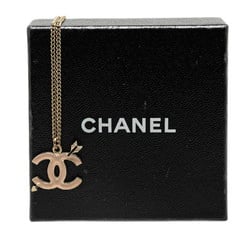 Chanel Coco Mark Arrow Motif Necklace Gold Pink Beige Plated Women's CHANEL