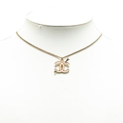 Chanel Coco Mark Arrow Motif Necklace Gold Pink Beige Plated Women's CHANEL