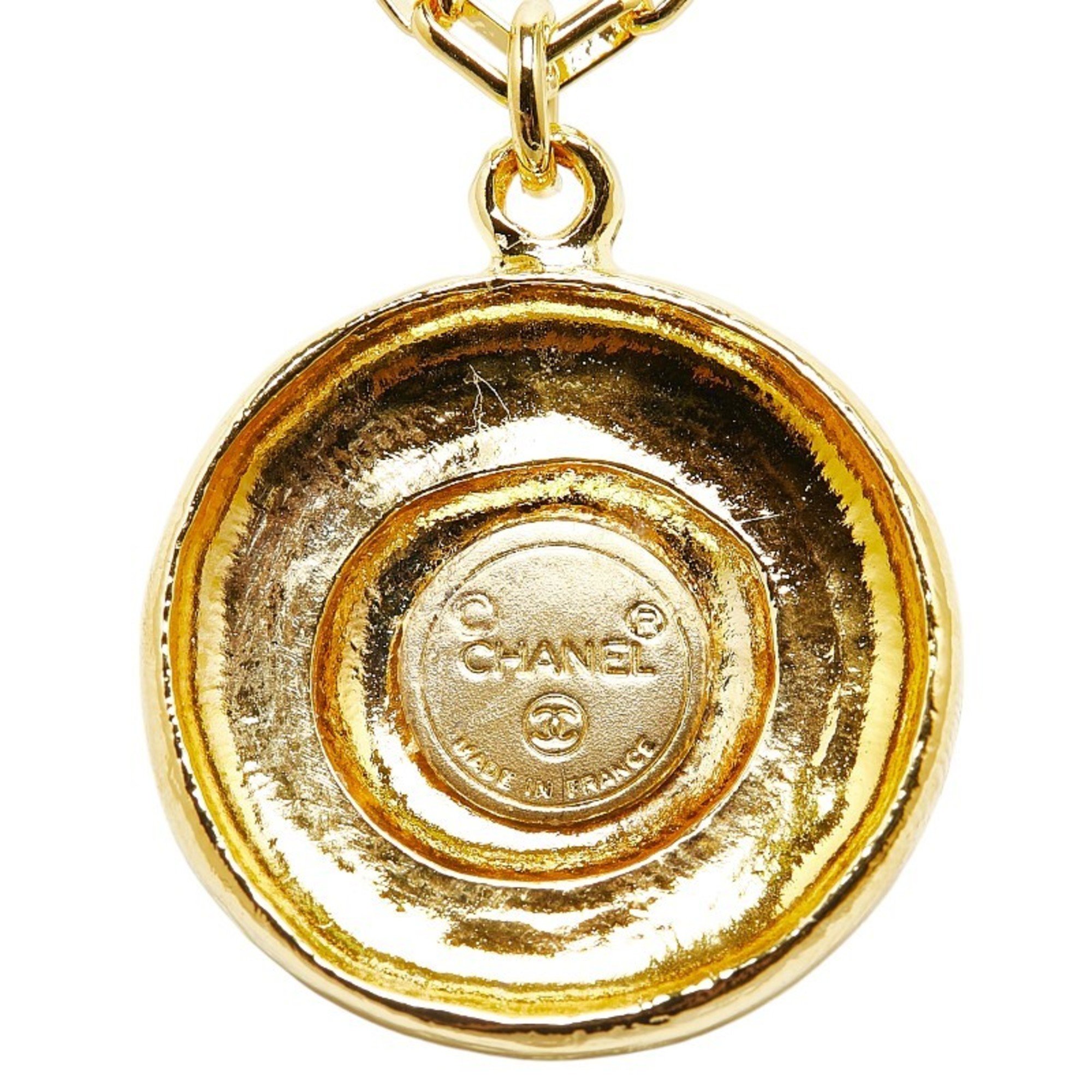 Chanel Coco Mark Necklace Gold Plated Women's CHANEL