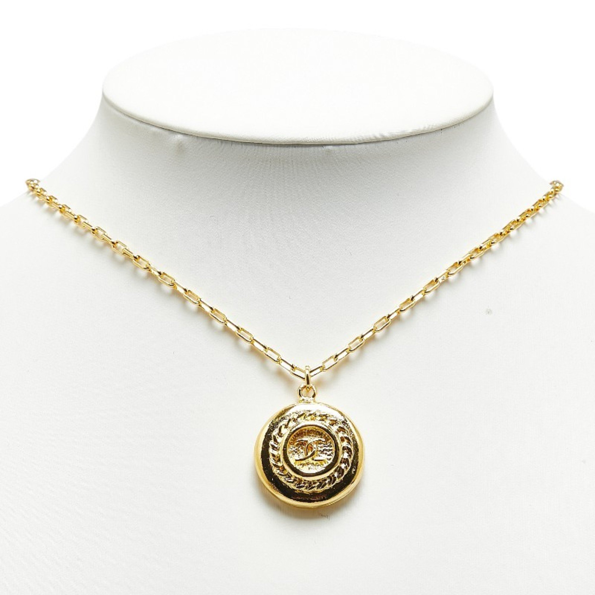 Chanel Coco Mark Necklace Gold Plated Women's CHANEL