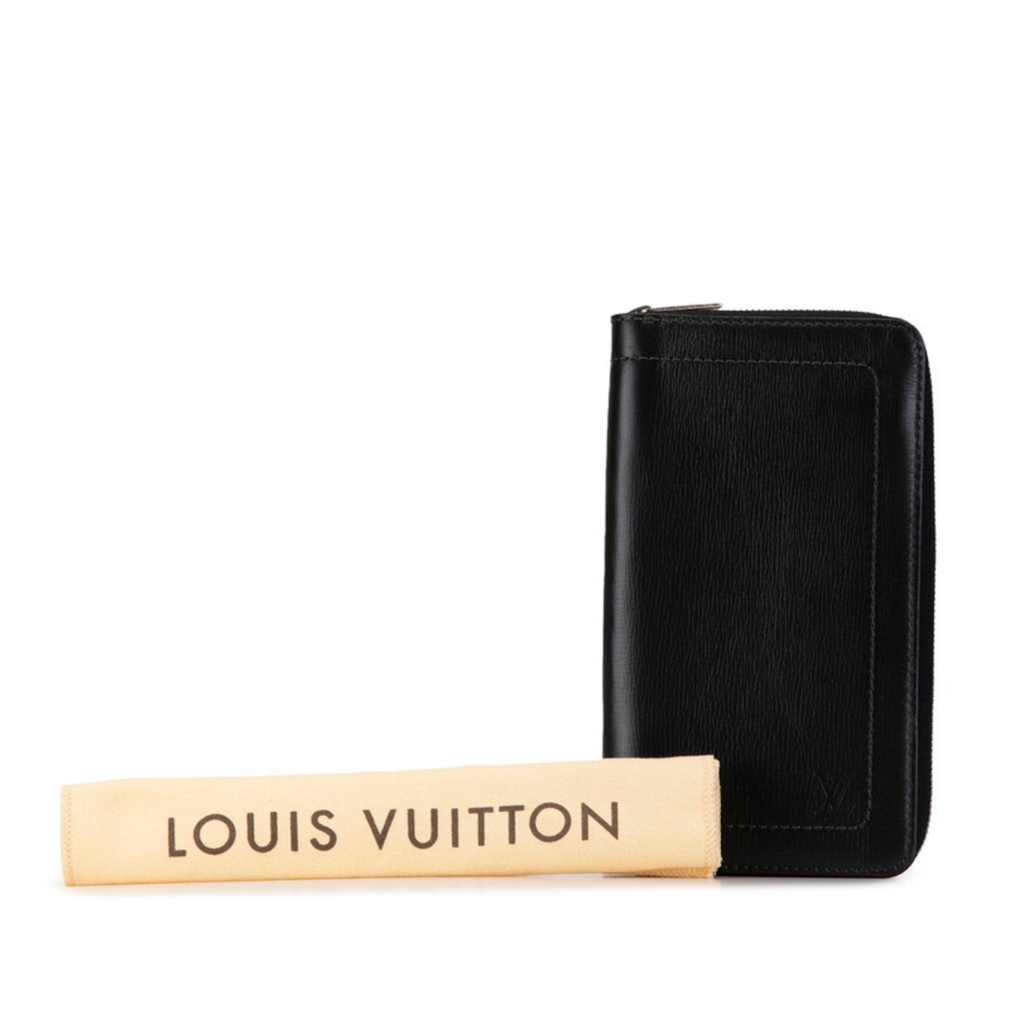 Louis Vuitton Utah Zippy Organizer Basalt Long Wallet M97026 Black Leather Women's LOUIS VUITTON